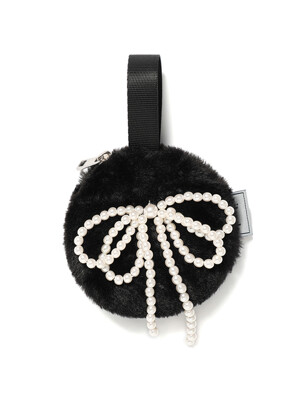 PEARL RIBBON ORNAMENT BLACK