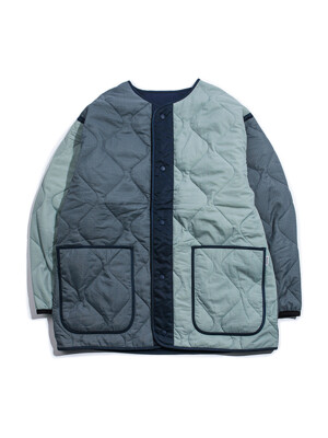 Reversible Quilted Jacket -Multi Blue-