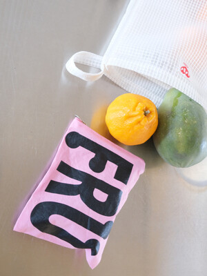 [MINMIN]FRUiTS COLOR POUCH (LOVELY PINK BLACK)