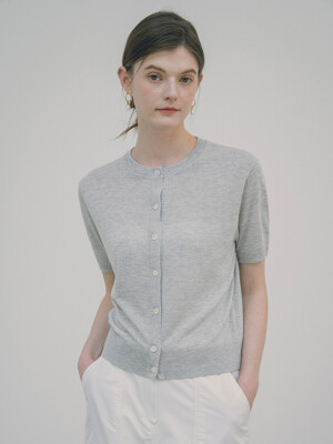 SIKN2115 시스루 반팔 니트 가디건_Light gray