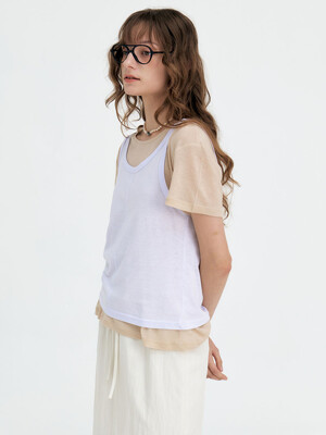 24 Summer_ Layered T-Shirt Set [Lilac + Beige]