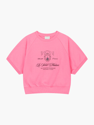 Women Classic Castle Graphic Half Sweat Shirts [PINK]