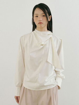 Drape Scarf Blouse (ivory)