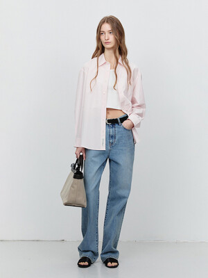 UNISEX PAPERLY COTTON OVERSIZED SHIRT SOFT PINK_UDSH5A107P1