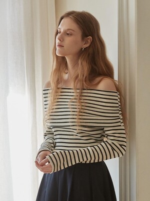 Luna off shoulder top - Ivory stripe