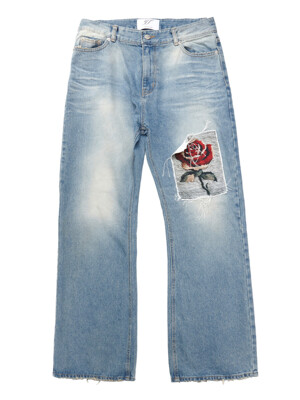Rose Patch Flare Jeans