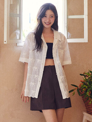 턴업 레이스 자수 셔츠 NEW5MB637