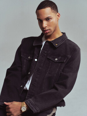 Men Damage denim jacket Black