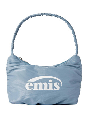 GLOSSY SHIRRING HOBO BAG-SKY BLUE
