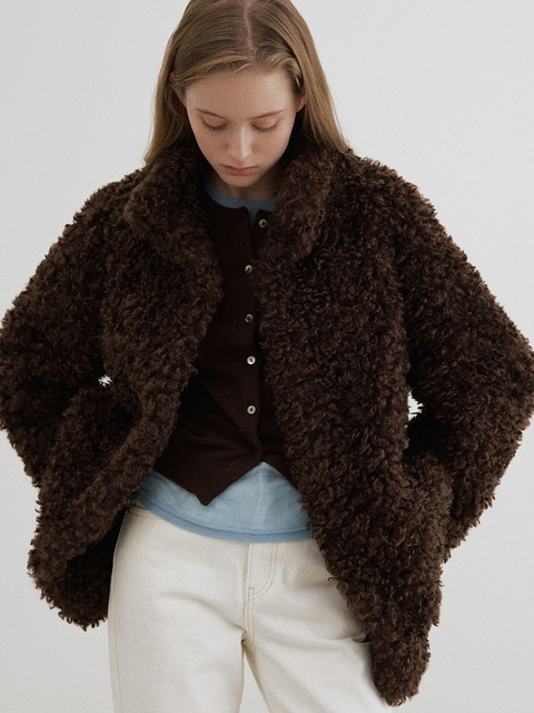 블랭크공삼 faux fur single coat (chocolate brown)