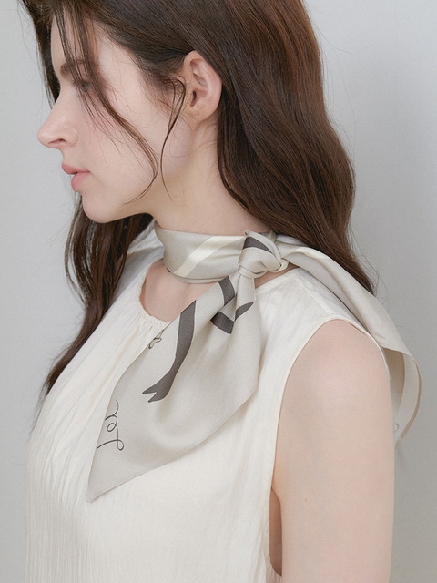 할렌 flow line silk scarf (SC011_ivorybrown)