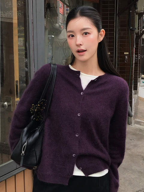 틸아이다이 [다연 Pick] Silk cashmere wool cardigan [TIWT05CD04]_Purple
