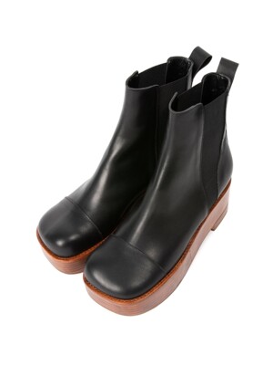 PA007 Bk Stack Chelsea boots