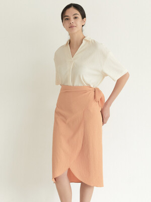 Seer Sucker Wrap Skirt_Orange