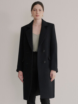 Black Slim Double-Breasted Coat