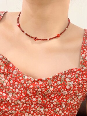 Red Flower Necklace