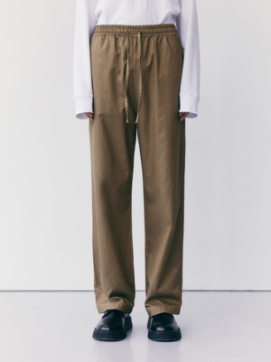 DRAW STRING ELASTICATED WIDE PANTS_BROWN