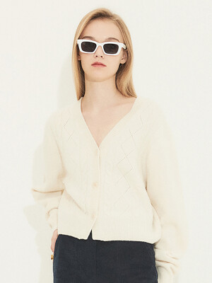 Twist knit cardigan 001 Ivory