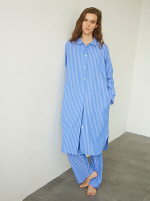 100% Cotton Pajamas for Unisex (Striped-Blue)
