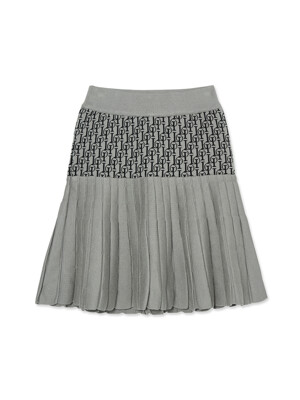 Signature Knitted Flare Skirt_Gray