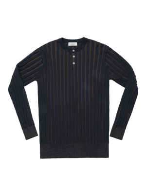 Reverse Combination Henly neck Knit (Navy & Brown)