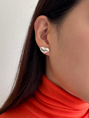 [silver925] chubby heart earring (2color)