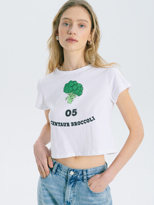 CENTAUR BROCCOLI CROP T-SHIRTS_WHITE