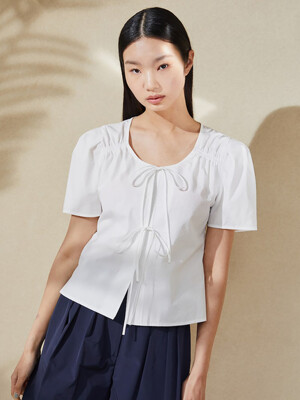 Shirring Sleeve Blouse  White (KE3560M071)