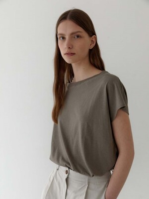 dear boat neck tee-ㅡmoca grey