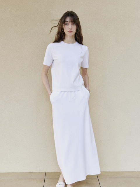 스커트 - 마레디마리 (Mare di mari) - MARI Basic Knit Long skirt White