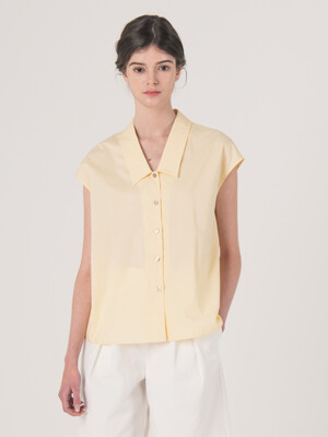 WED_Pure cotton v neck shirt_YELLOW