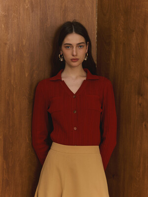 Renoir collar cardigan - Red