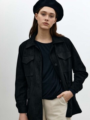 wishful eco suede jacket-black