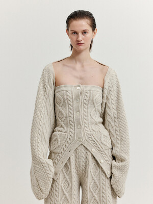 XILISSY Cable Knit Bolero Cardigan - Ivory