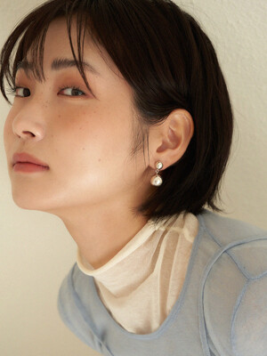 [silver925] half and ball earring (2color)