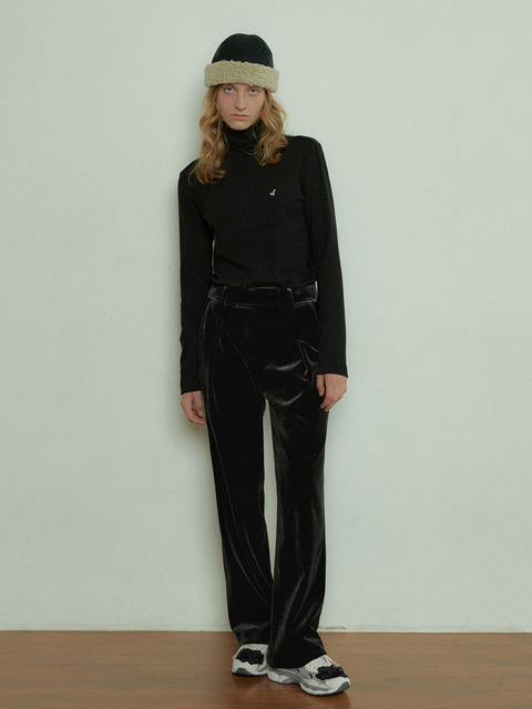【OVERDUEFLAIR】VELVET LOW WIDE PANTS_SILVER VELVET LOW WIDE PANTS_SILVER - overdue flair