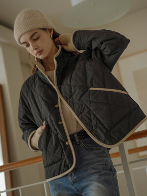 Light weight compact quilting jumper_Dark gray