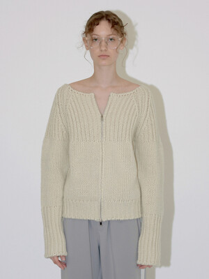 TWO WAY ZIP UP KNIT (ivory)