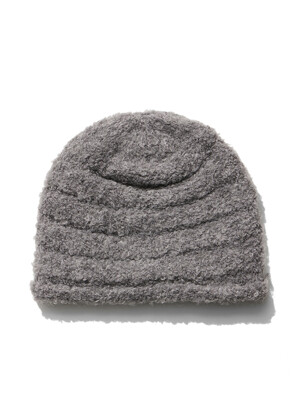 BOUCLE ROLLED BEANIE, GRAY