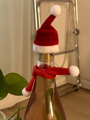 메리크리스마스 와인보틀용 모자& 머플러 2type 홈파티 와인잔 데코