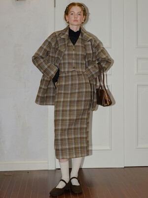 Cest_Autumn wool plaid set_Skirt