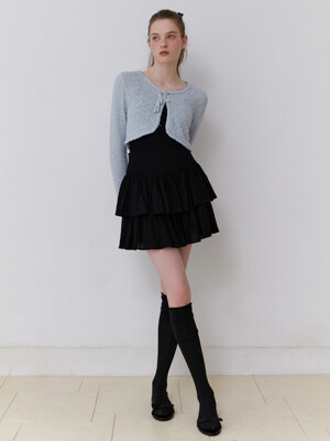 Chiffon frill skirt (black)