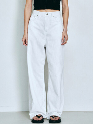 Slub Texture Wide Denim Pants