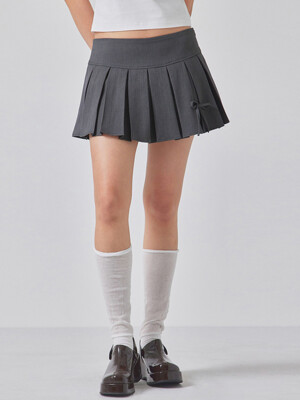 RIBBON PLEATED SKIRT_T416BT705(GY)