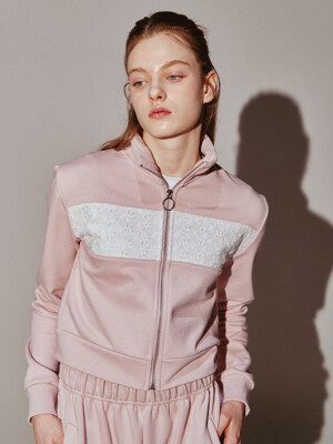 Lace 7 Track Top Pink