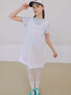 Shirring Sleeveless Dress - White