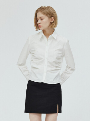 Side Tuck Slim Fit Shirt_White