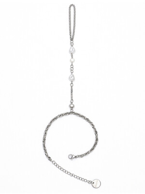 Chain Link Ring Bracelet - Pearl _ WHITE