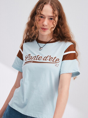 Color Block Print T-Shirt_MINT BLUE