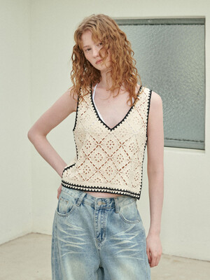 Crochet Knit Vest VK4MV257_2color